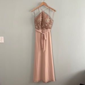 Amsale Rose Gold Bridesmaid Dress